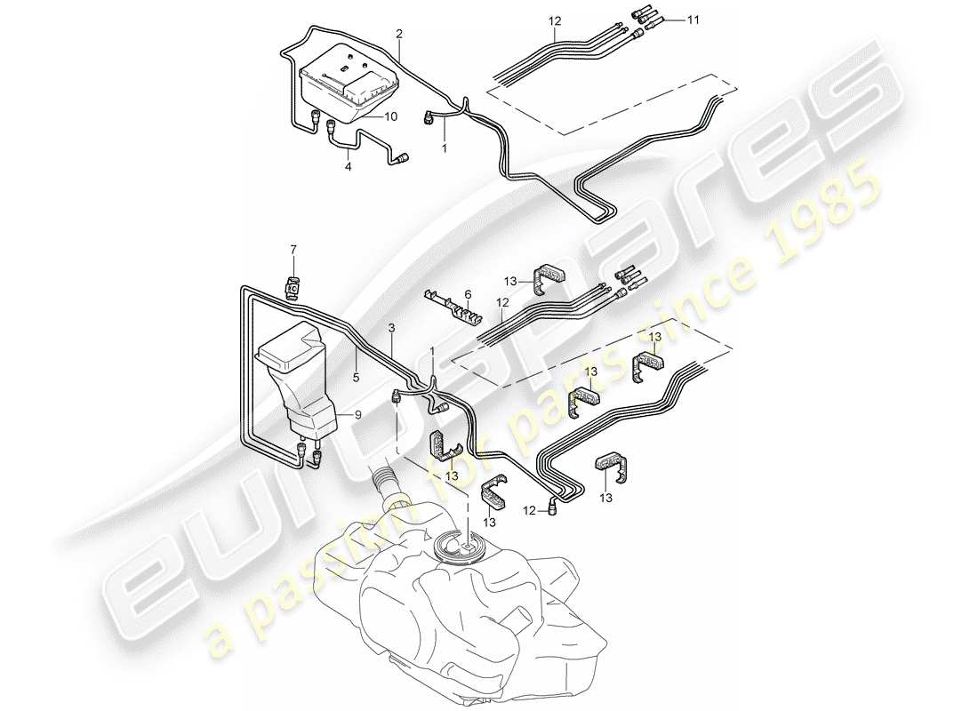 porsche 997 gt3 (2007) fuel system part diagram