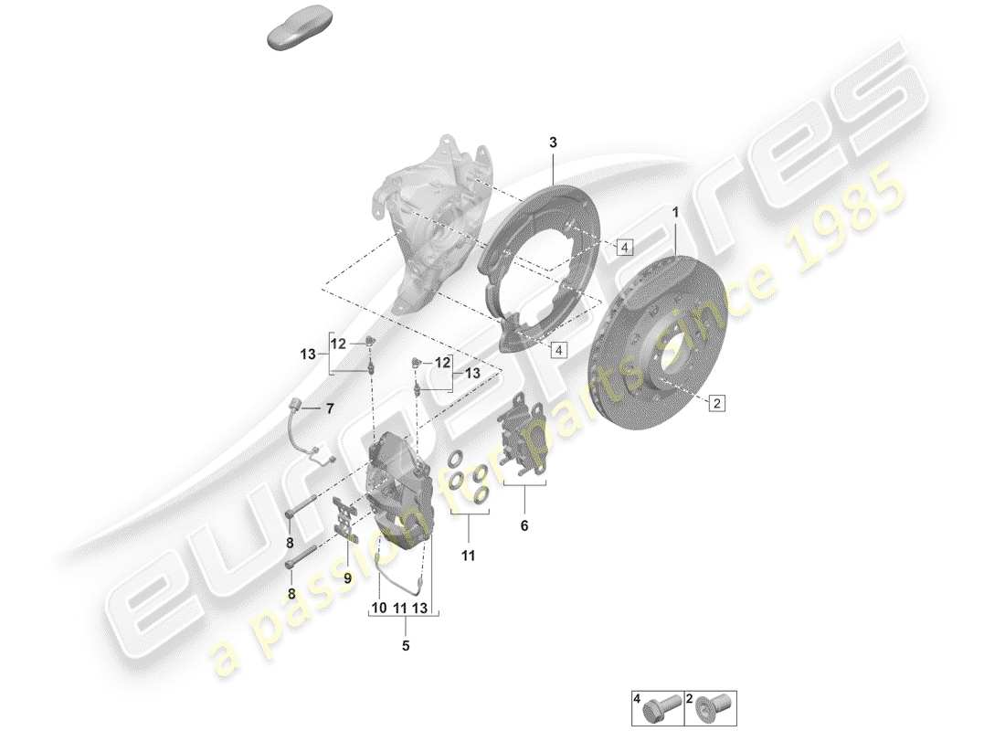 porsche 2019 (992-1) disc brakes part diagram