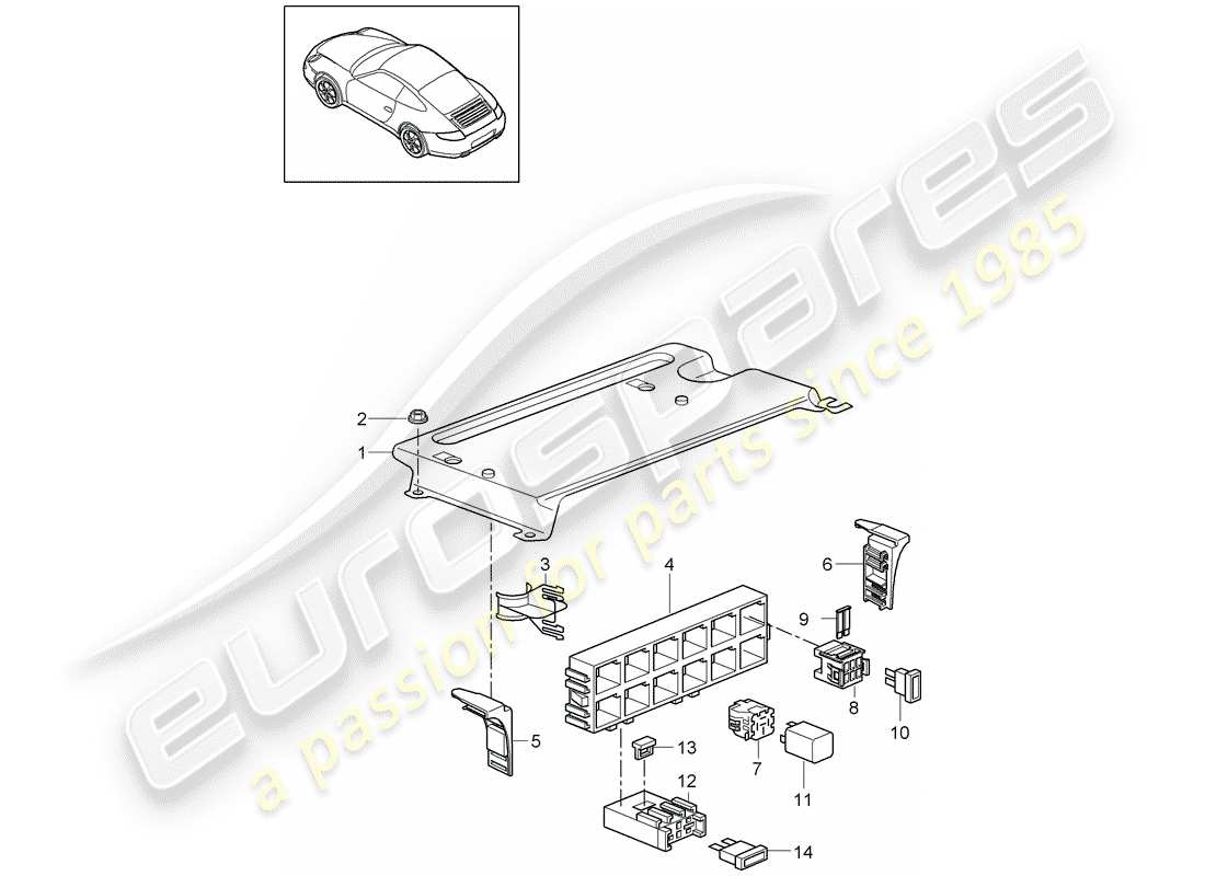 porsche 2011 (997-2) fuse box/relay plate part diagram