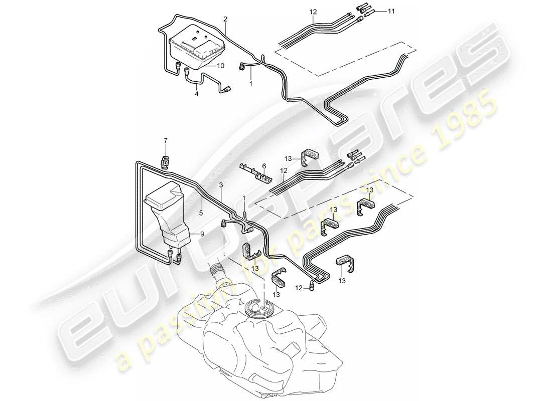 porsche 2008 (997-1 gt3) fuel system part diagram