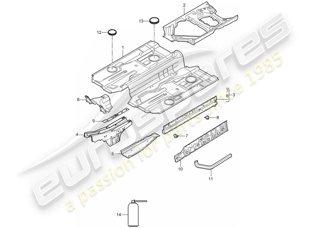 porsche 2012 (997-2) floor part diagram