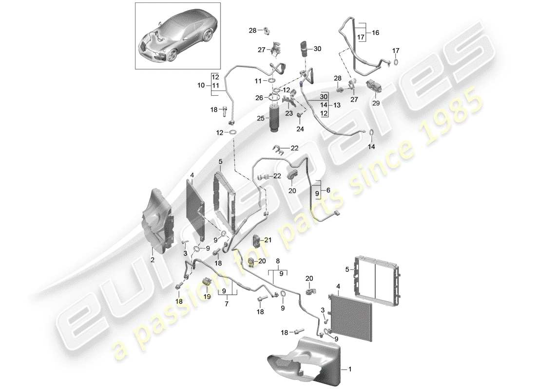 porsche 2014 (991-1) refrigerant circuit part diagram