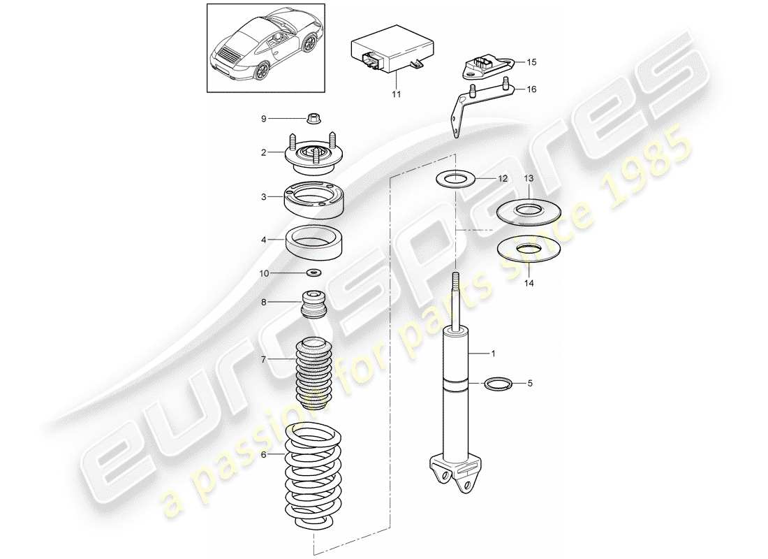 porsche 2010 (997-2) shock absorber part diagram