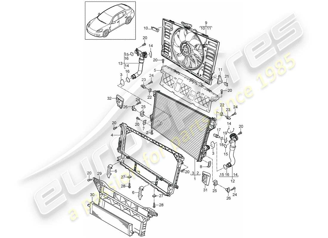 porsche 2013 (panamera 970) water cooling part diagram