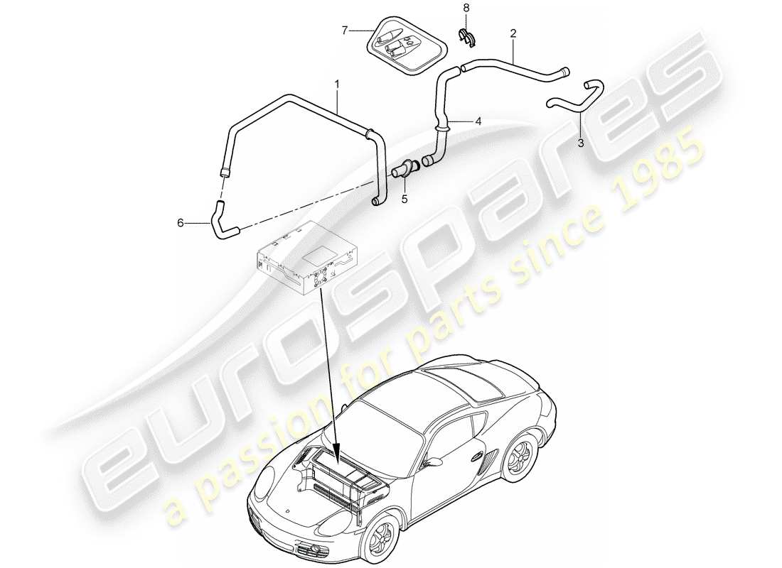porsche 2012 (987 cayman) luggage compartment part diagram