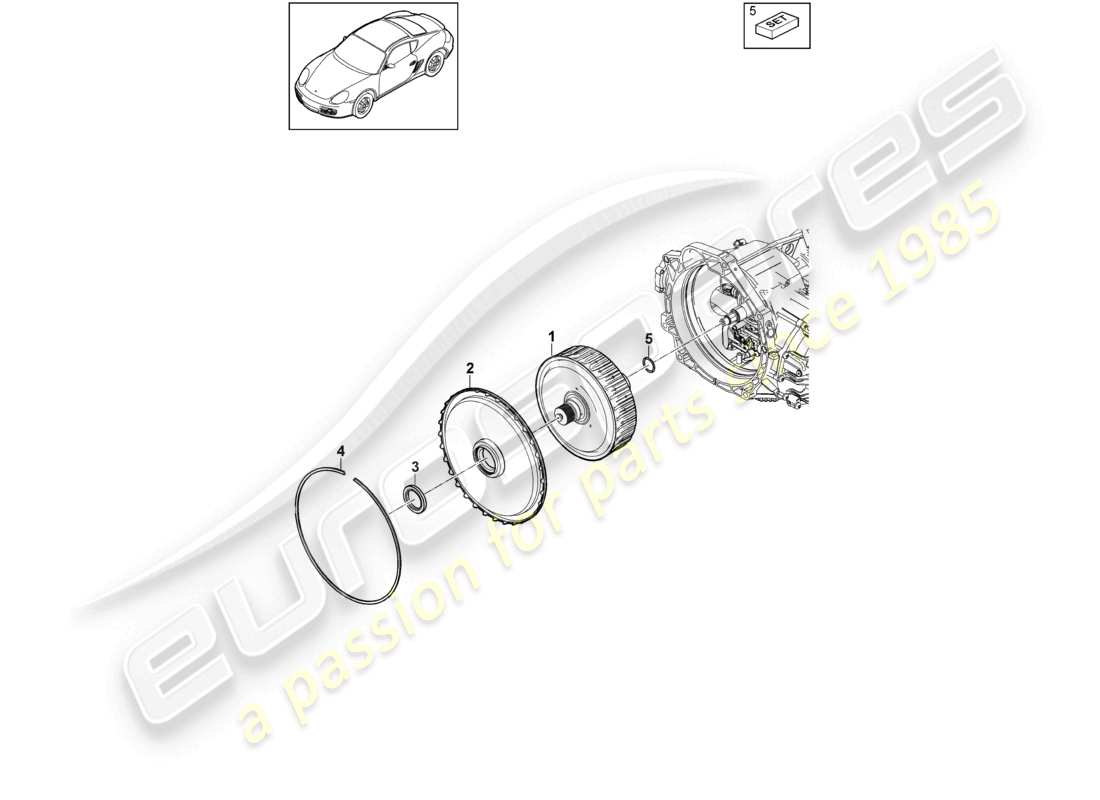 porsche 2011 (987 cayman) - pdk - gearbox clutch for dual clutch gearbox part diagram