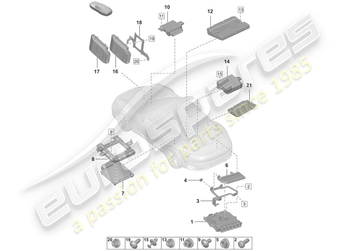 porsche 2019 (992-1) control units part diagram