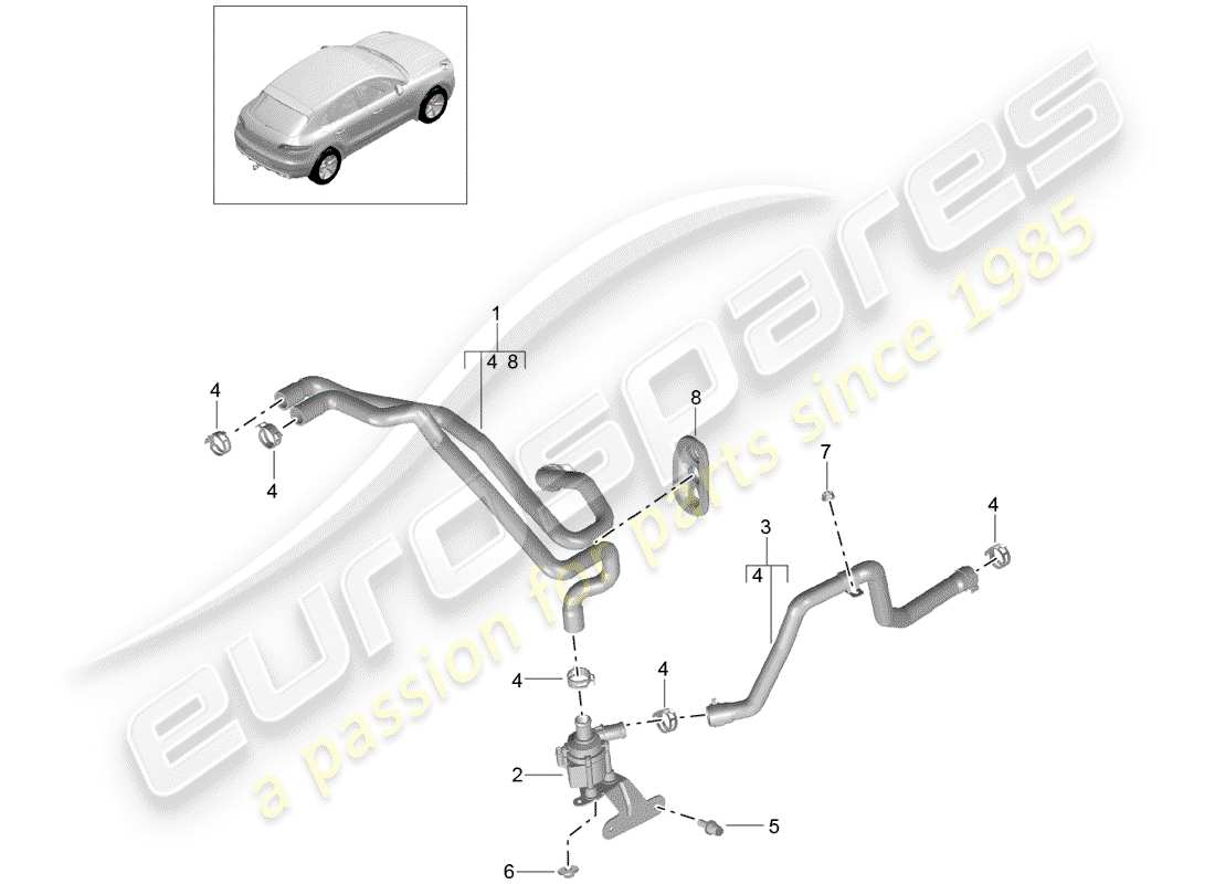 porsche 2014 (macan) heater hose part diagram