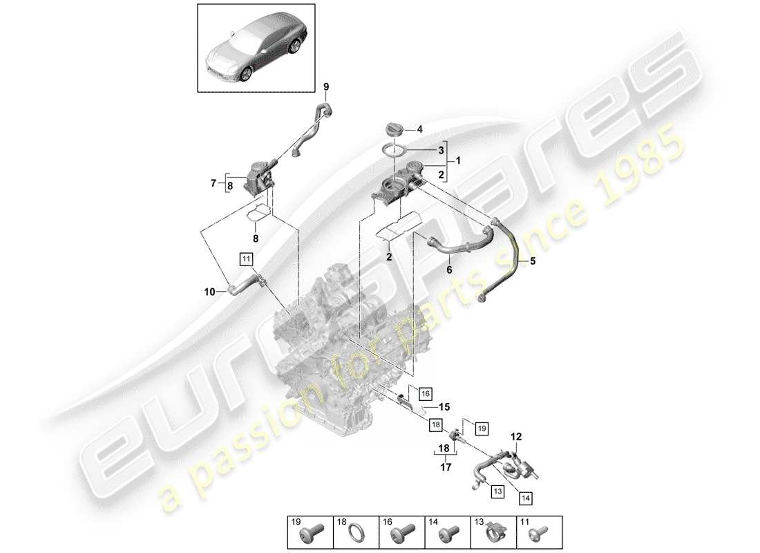 porsche 2020 (panamera 971-1) ventilation for cylinder block part diagram