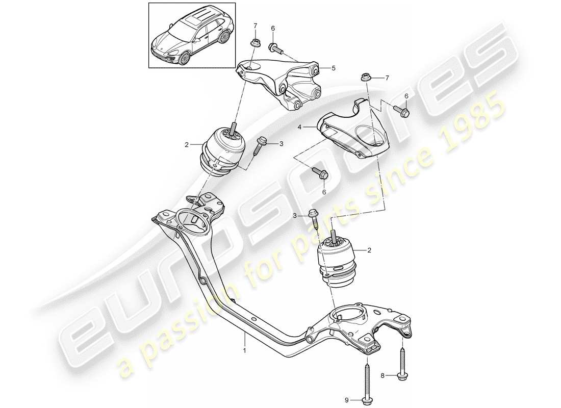porsche cayenne e2 (2013) engine lifting tackle part diagram