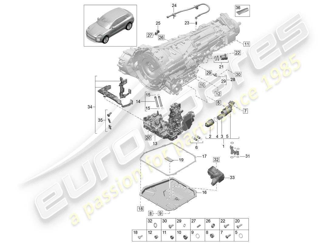 porsche 2019 (macan) - pdk - part diagram