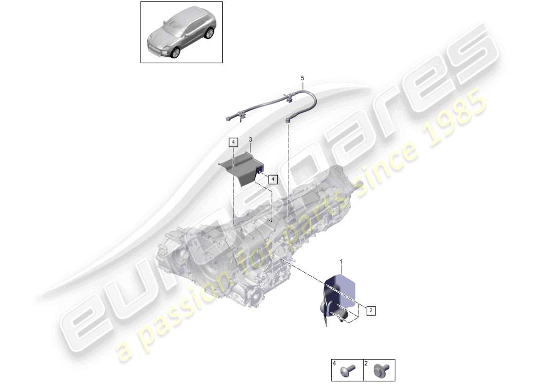 porsche 2019 (macan) 7-speed dual clutch gearbox - pdk - accessories part diagram