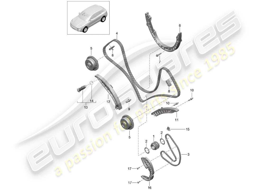porsche 2014 (macan) timing chain part diagram