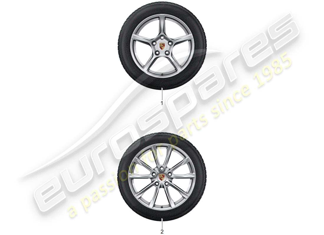 porsche 2012 (tequipment 98x/99x) 1 set aluminium rims with part diagram