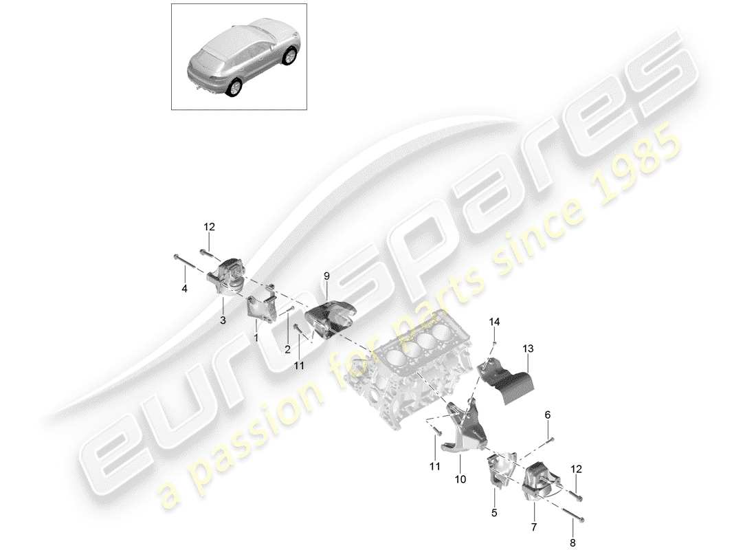 porsche 2014 (macan) engine lifting tackle part diagram