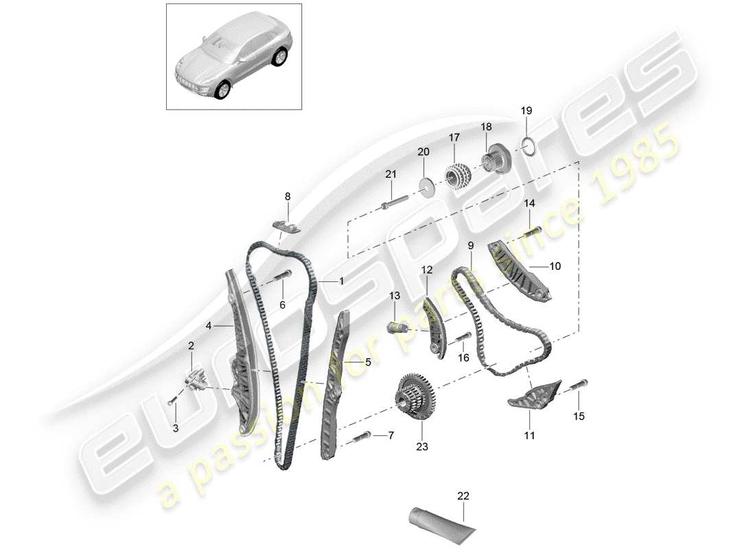 porsche 2014 (macan) timing chain part diagram