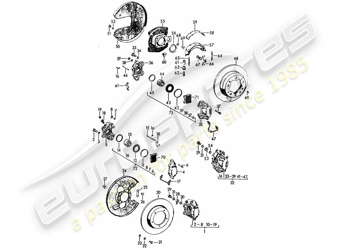 porsche 1962 (356b/356c) brake part diagram