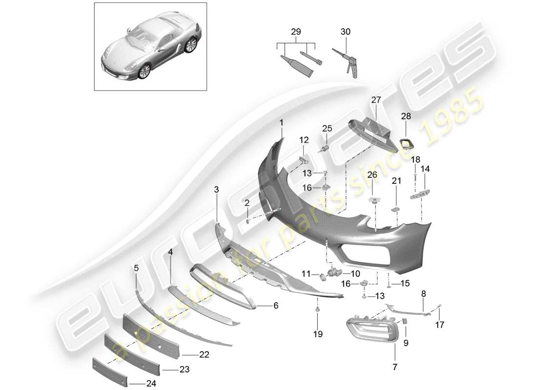 porsche 2016 (981 cayman) bumper part diagram