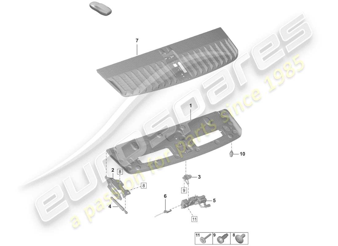 porsche 2019 (992-1) lid, rear part diagram