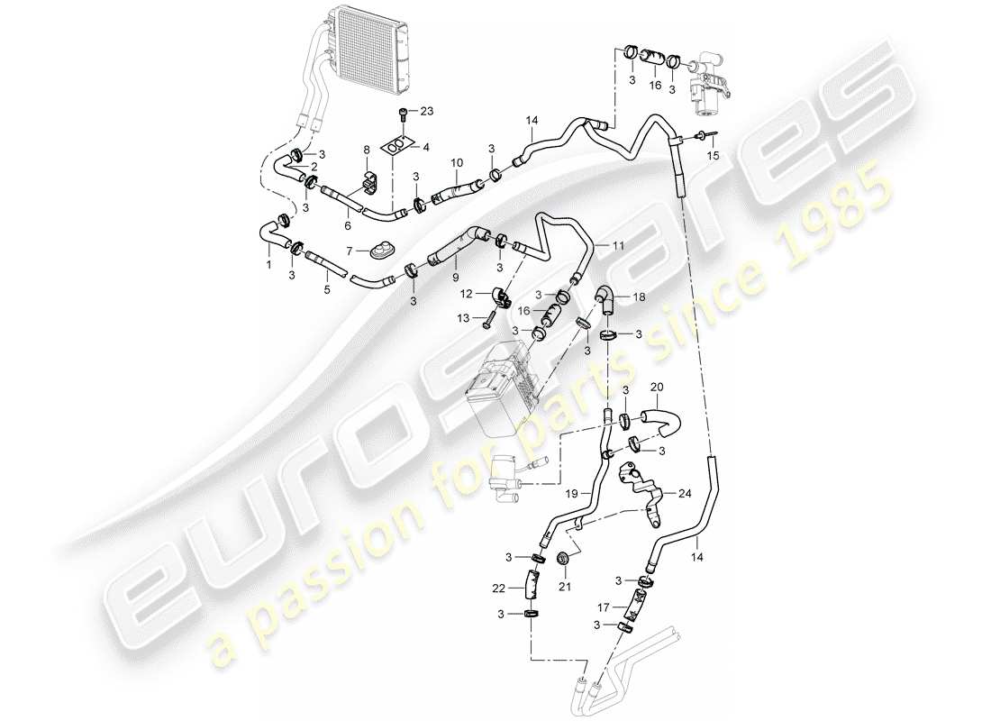 porsche 2007 (cayenne e1 9pa) heater part diagram