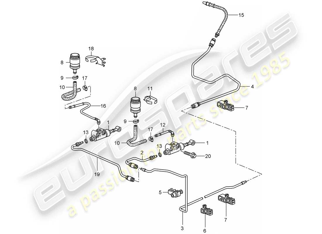 porsche 2008 (997-1 turbo / gt2) hydraulic clutch part diagram