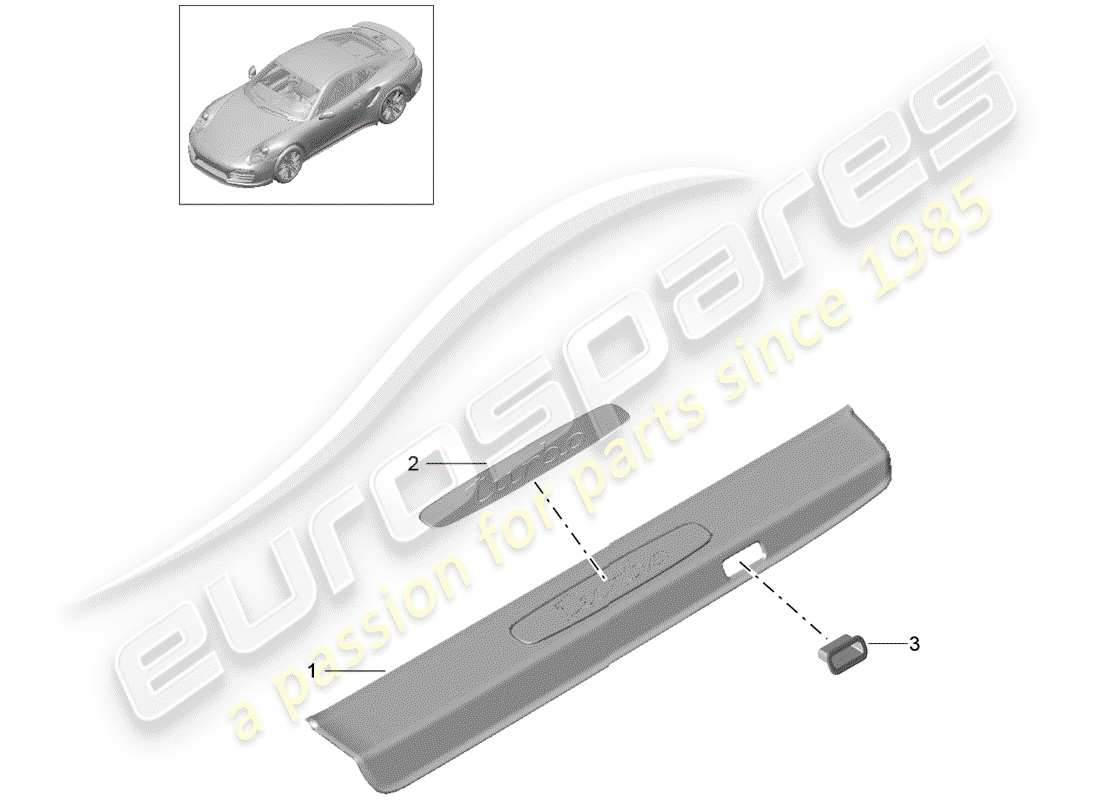 porsche 2020 (991-2 turbo) scuff plate - sill panel part diagram