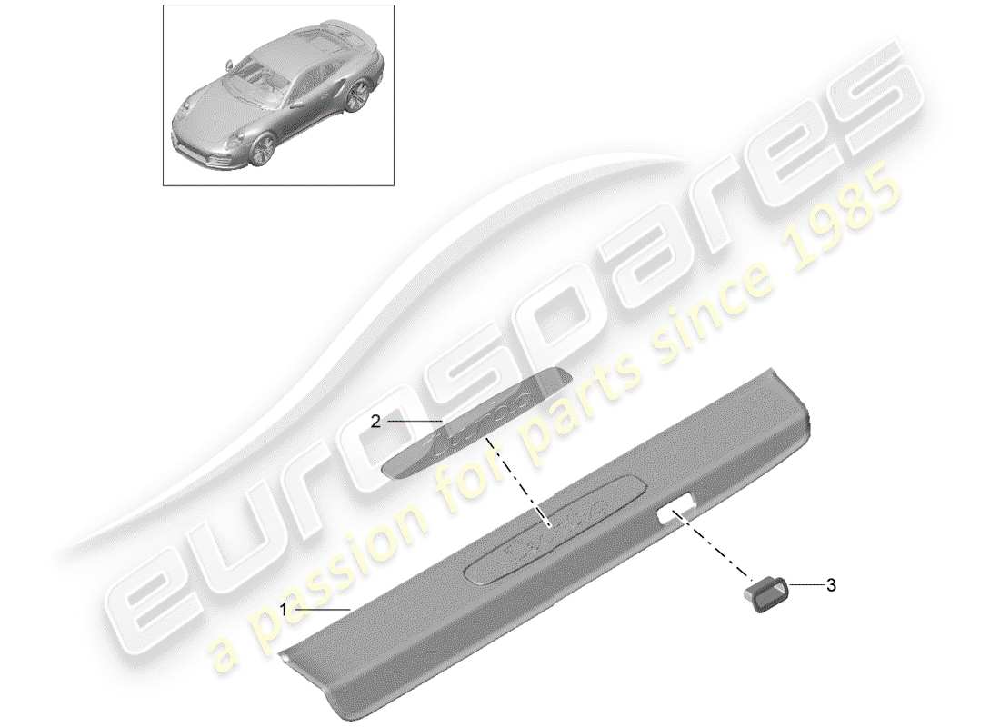 porsche 991 turbo (2020) scuff plate - sill panel part diagram