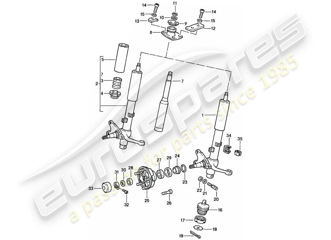 porsche 1986 (911) shock absorber strut - lubricants part diagram
