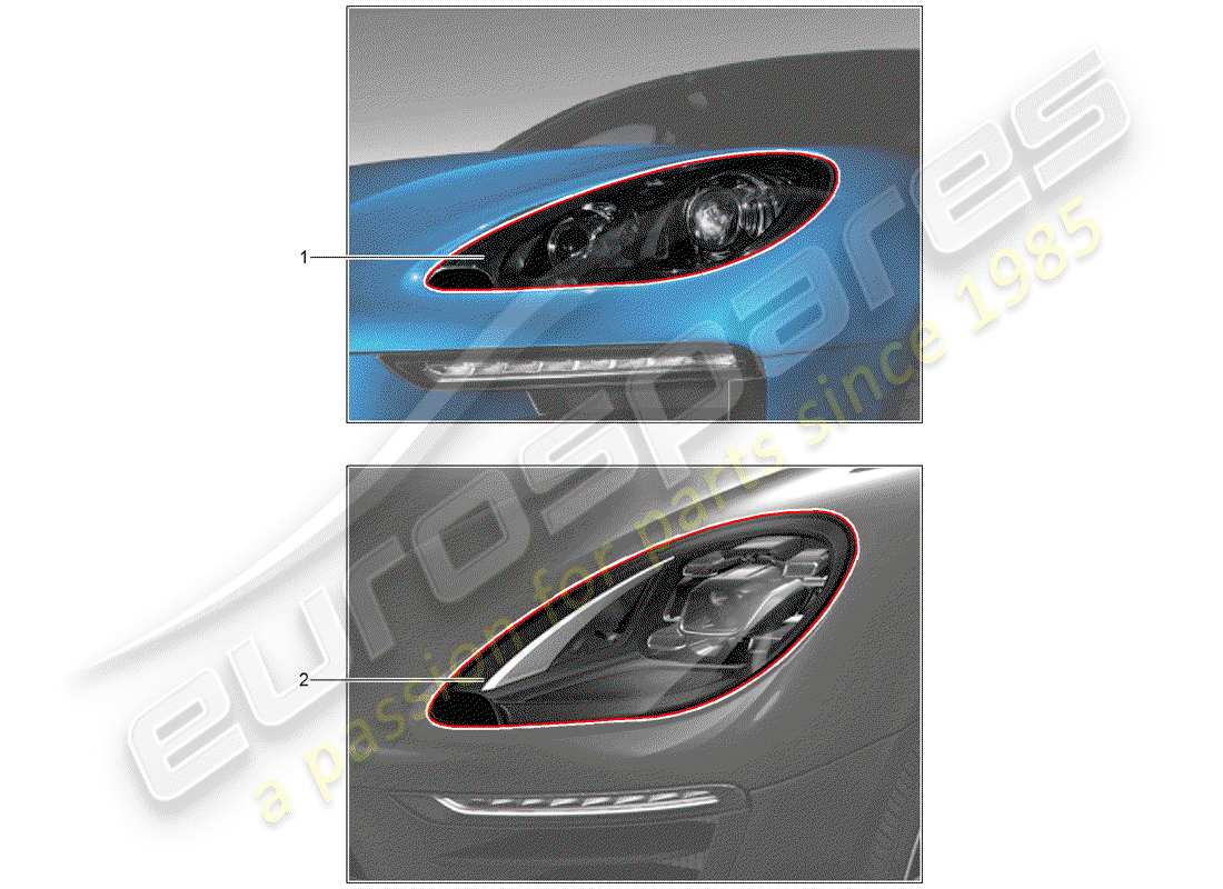 porsche 2019 (tequipment macan) headlamp part diagram
