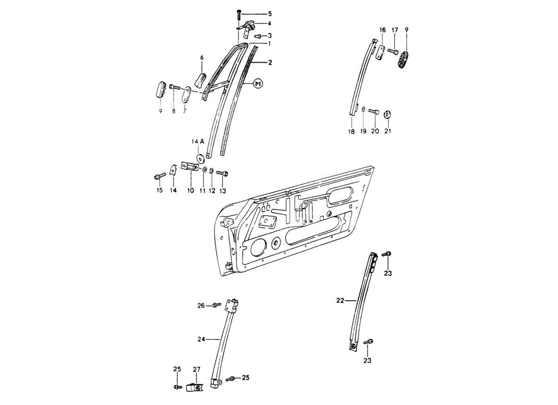 porsche 1994 (964) window frame parts diagram