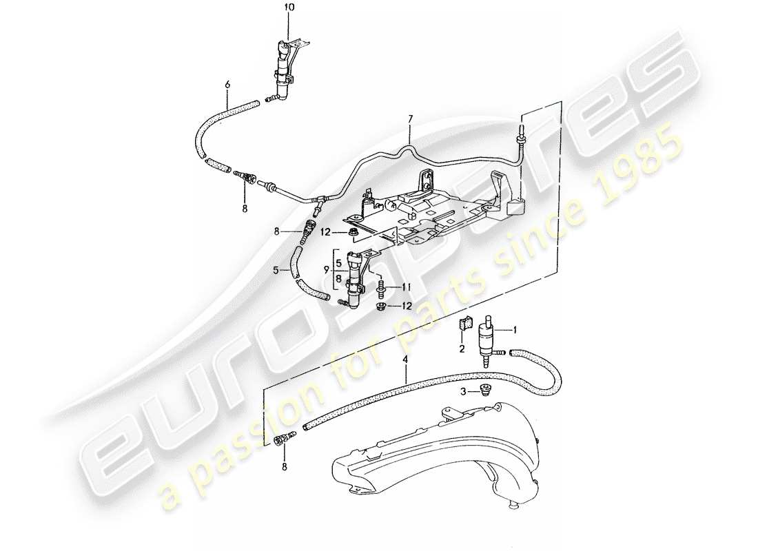 porsche 996 (2000) headlight washer system - d >> - mj 2001 part diagram