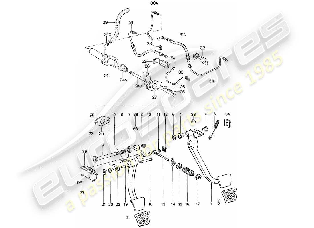 porsche 1978 (928) pedals - insert - brake booster - $ 10 - f 92-89101 486>> - f 92-89209 572>> part diagram