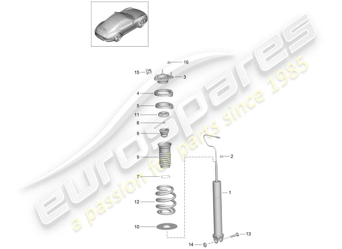 porsche 991 (2016) shock absorber part diagram