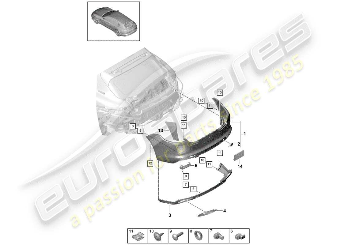 porsche 2017 (panamera 971-1) bumper part diagram