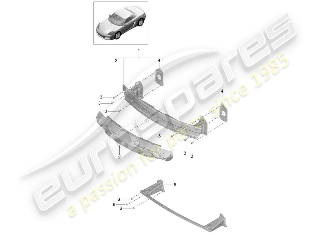 porsche 718 boxster (2020) bumper bracket parts diagram