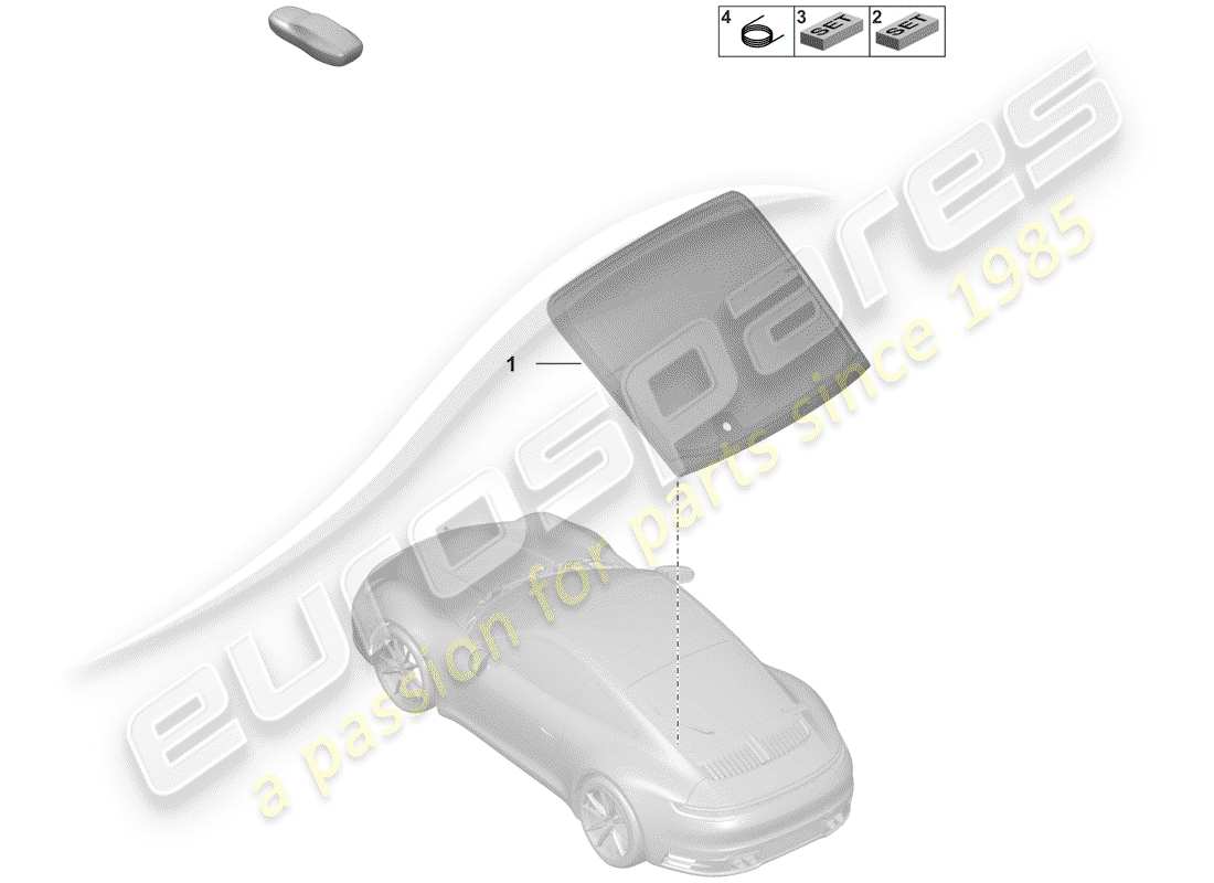 porsche 2020 (992-1) rear window glass parts diagram
