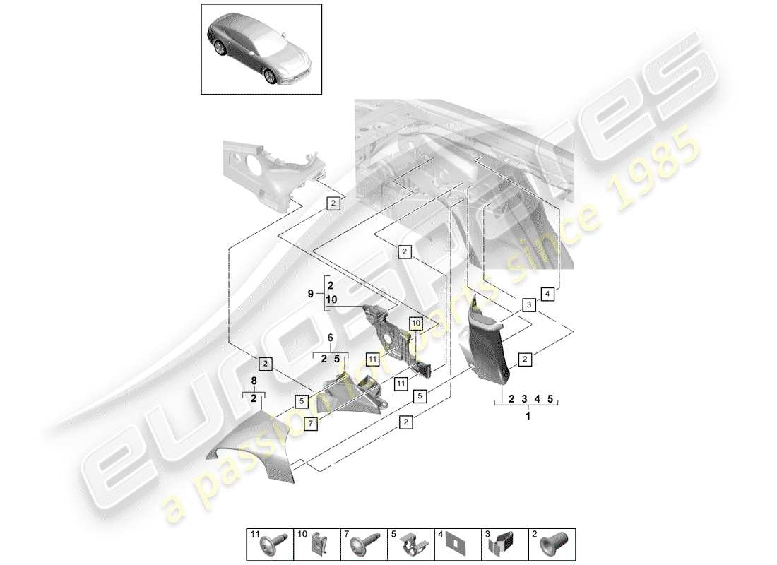 porsche 2017 (panamera 971-1) lining part diagram