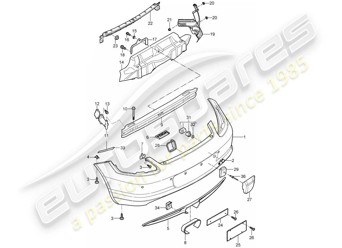 porsche 2008 (987 cayman) bumper part diagram