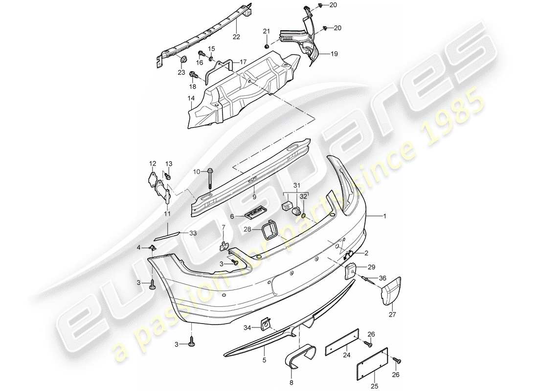 porsche cayman 987 (2008) bumper parts diagram