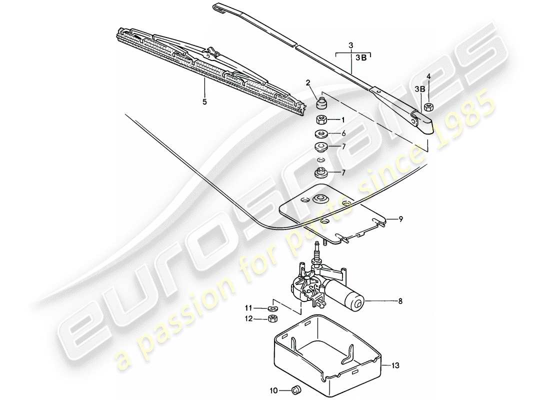 porsche 1986 (944) rear window wiper part diagram