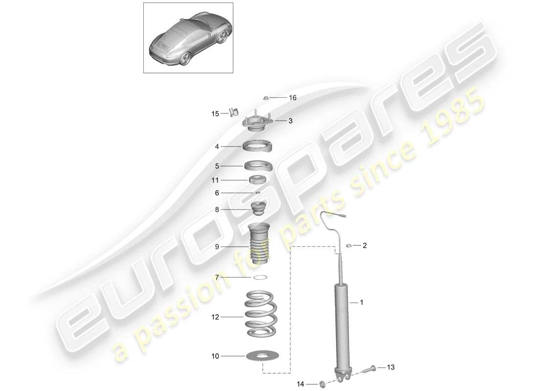 porsche 2014 (991-1) shock absorber part diagram