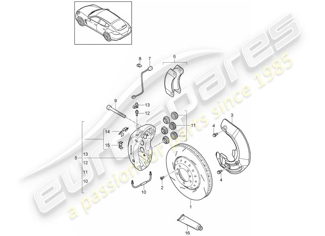 porsche 2016 (panamera 970) disc brakes part diagram