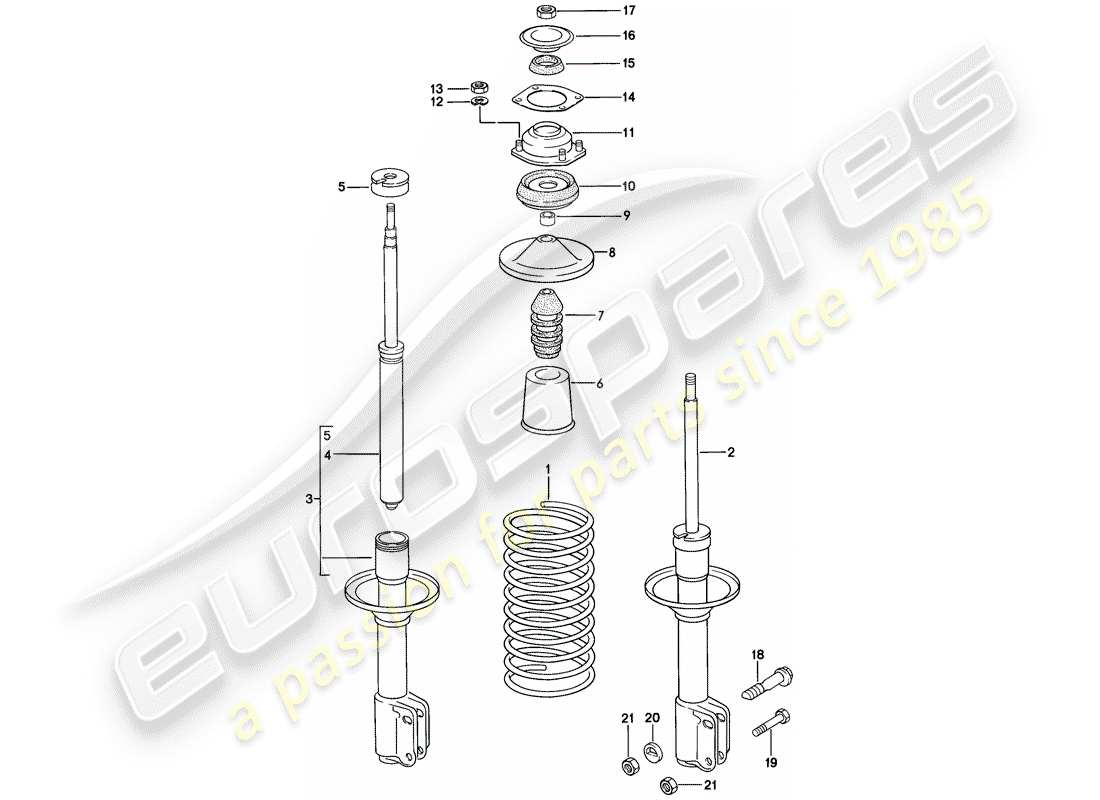 porsche 1984 (944) suspension - shock absorber parts diagram