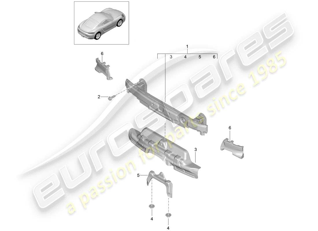 porsche 718 cayman (2020) bumper bracket part diagram