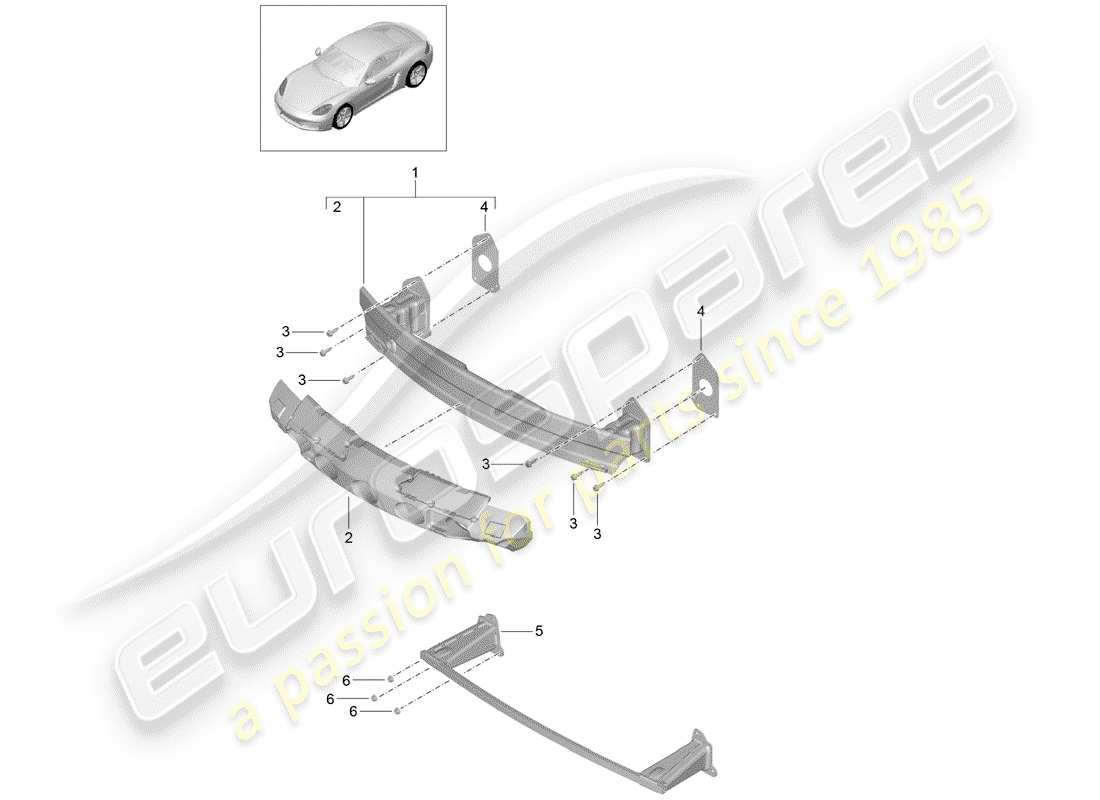 porsche 2020 (718 cayman) bumper bracket part diagram