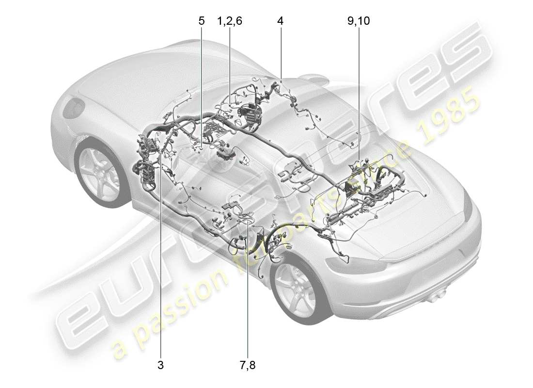 porsche 2019 (718 cayman) wiring harnesses part diagram