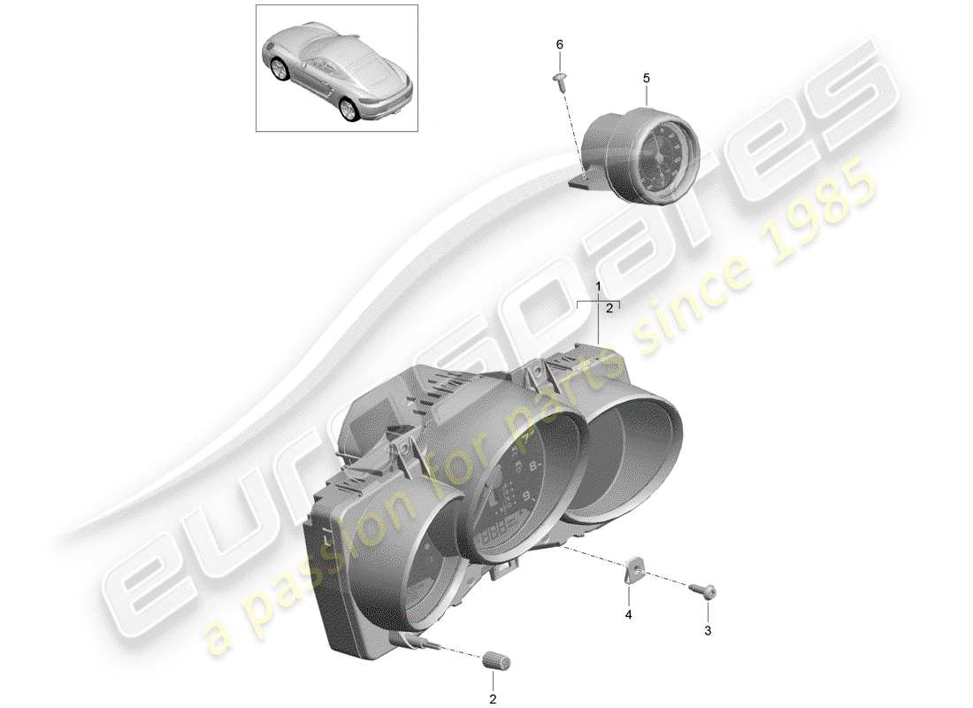 porsche 718 cayman (2018) instrument cluster part diagram