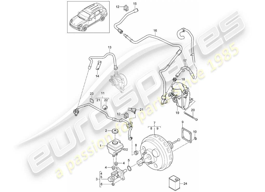 porsche cayenne e2 (2015) brake master cylinder parts diagram