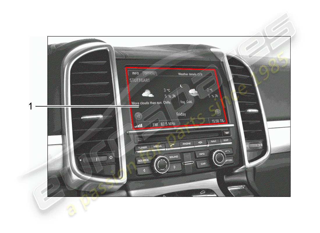 porsche 2014 (tequipment cayenne) installation kit part diagram
