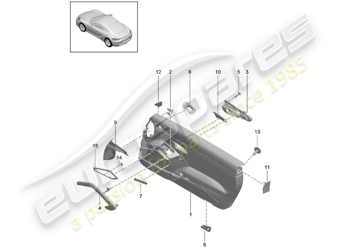 porsche 718 cayman (2018) door trim parts diagram